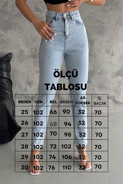 İstangül Butik Ice Blue Seria Premium Mom Jean