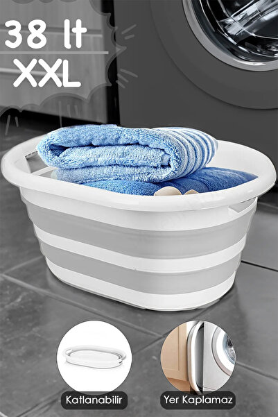 Mutfak Köşesi 38 Litre Katlanabilir Silikon Çamaşır Sepeti - Akordiyon Sepet ...