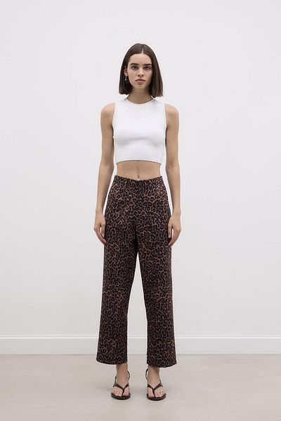 KADRİYE BAŞTÜRK Leopard Pattern Straight Cut Trousers