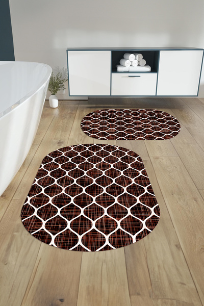 Napoli Home Set de vas de toaletă cu covoraș de baie oval, lavabil, imprimat ...