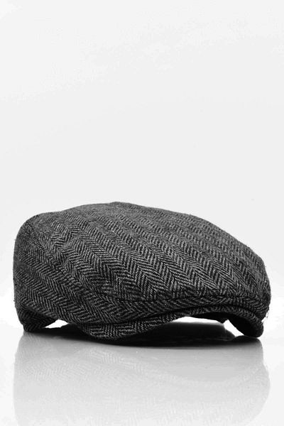 Külah Men's Cap Herringbone Flat Cap Thermal Wool Hat Anthracite