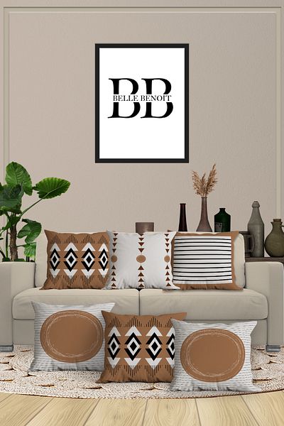 Belle Benoit Σετ 6 Bohemian Design Διπλής Όψης, Διακοσμητικό, Μαξιλαροθήκη Καθίσματος, Κάλυμμα Μαξιλαριού Ριχτάρι