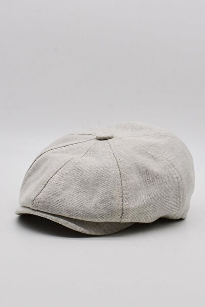 Külah Men's 8 Piece Cotton Newsboy British Cap Hat Beige