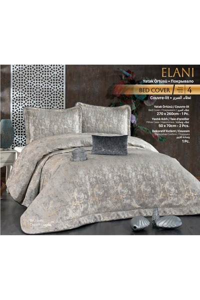 Güzide Ev Modası Klasik Yatak Örtüsü Elani Gri