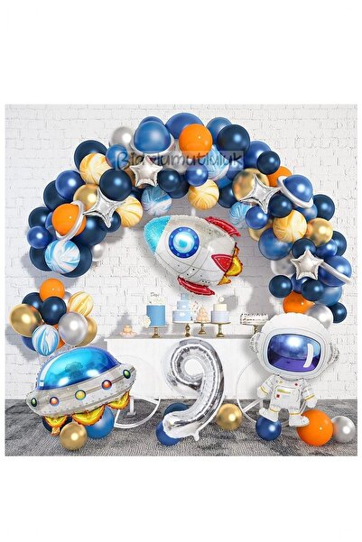 BİDOLUMUTLULUK Space Concept Birthday Party Celebration Set; Astronaut, UFO a...