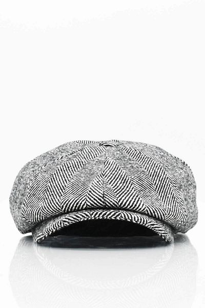 Külah Men's Hat British Style Premium Newsboy Striped Cap-black