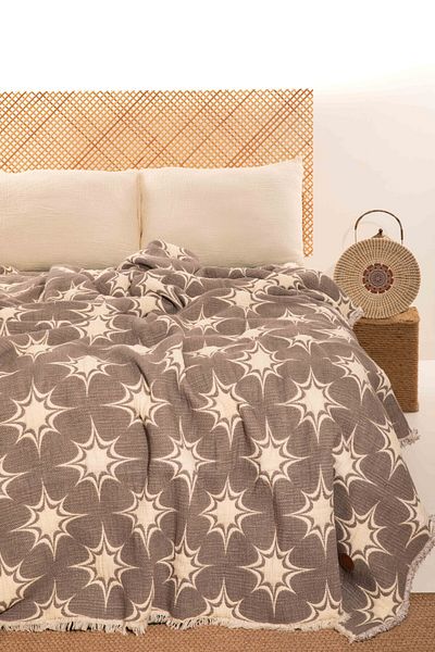 MYLASA HOME Muslin Kosha Series Jacquard Hybrid Double Quilt Anthracite 220X240Cm