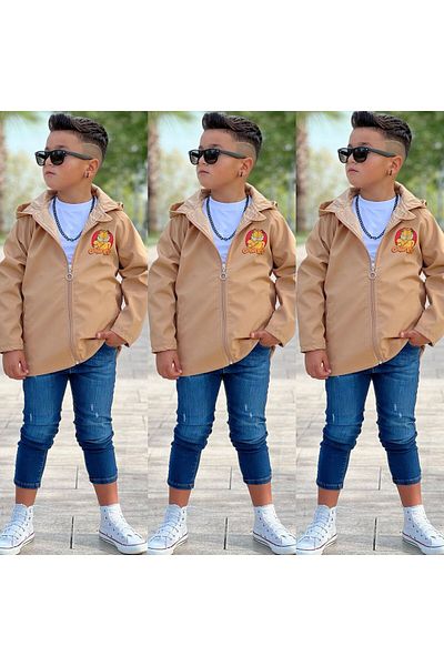 BERFONZO KIDS Boy's Garfi̇eld Trench Coat Raincoat