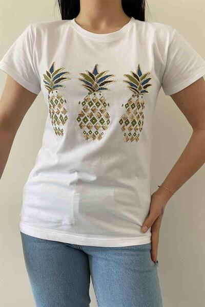 İstangül Butik Tricou cu decolteu rotund cu ananas strălucitor