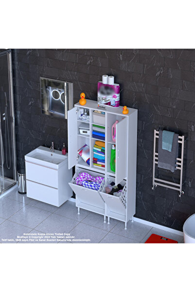 Modilayn Era İnci 90 X 165 cm Çamaşır Hazneli Çok Amaçlı Banyo & Mutfak Dolabı