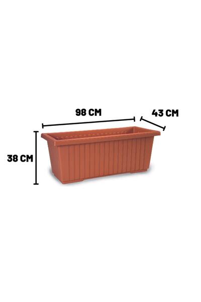 Melkan Home Dekoratif Balkon Saksısı 105 Litre Cafe Otel Saksı Büyük Saksı Kahverengi 43x98x38 Cm