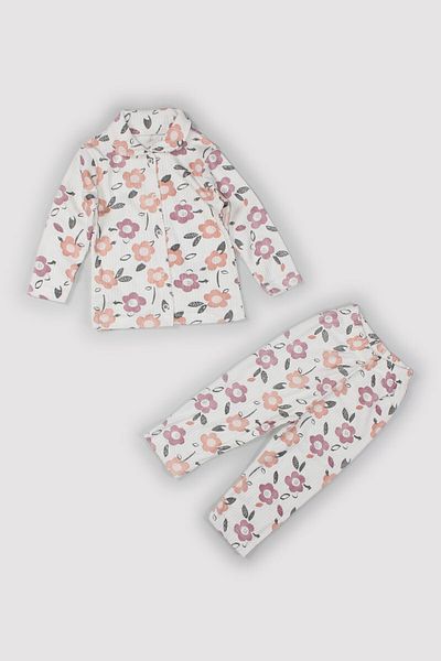 Peki 5-Piece Baby and Girl Cotton Floral Daisy Pajama Set - Tracksuit, Bottom and Top Jacket Gift 14662