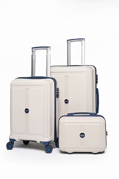 ELATAE Premium Poliropilen Kırılmaz 3'lü Valiz Seti Orta - Kabin Boy ve Makya...