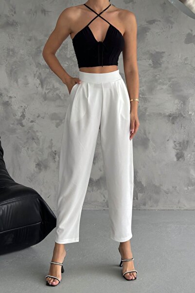 İstangül Butik Μπαλόνι μανίκι πίσω ελαστικό παντελόνι