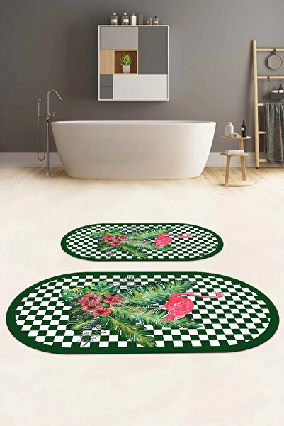 Napoli Home Set de scaune pentru toaletă cu covoraș de baie oval, lavabil, an...