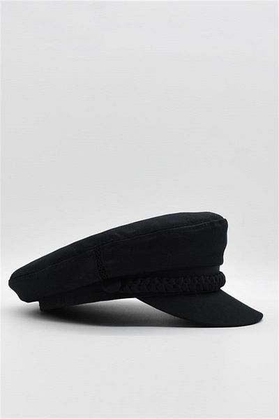 Külah Men's Hat Driver Cap Flat Cap Captain Hat - Black