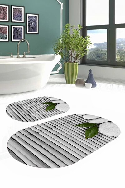 Napoli Home Set de scaune pentru toaletă cu covoraș de baie oval, lavabil, im...