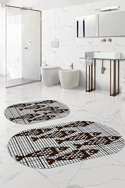 Napoli Home Set de scaune pentru toaletă cu covoraș de baie oval, lavabil, an...