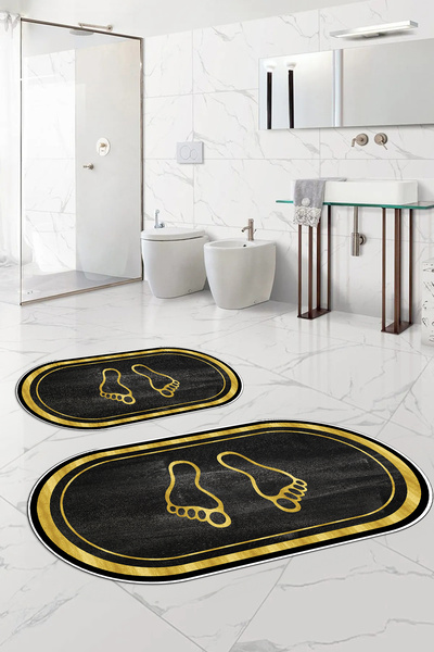 Napoli Home Σετ τουαλέτας με ψηφιακή εκτύπωση, αντιολισθητική βάση, εκτυπωμένη στα πόδια, οβάλ χαλάκι μπάνιου