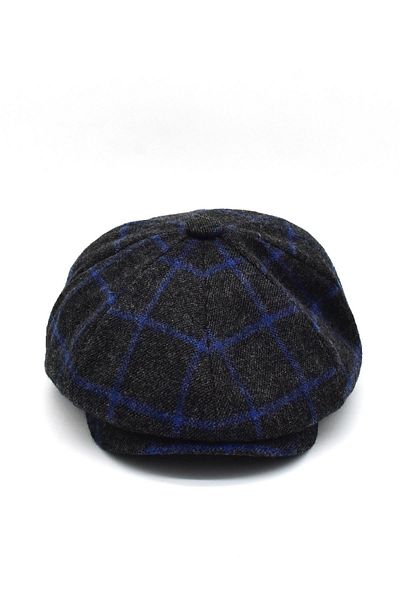 Külah Men's Blue Striped Smoked Cap Winter British Style Hat