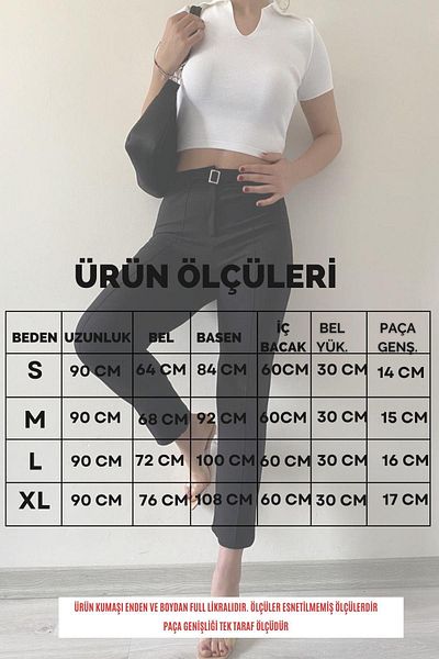 İstangül Butik Full Lycra Ankle Length Buckle Trousers