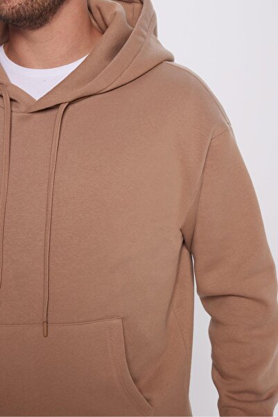 Tudors Φούτερ με κουκούλα Unisex Oversize, βαμβακερή μαλακή υφή, βασικό χρώμα βιζόν με φλις στο εσωτερικό