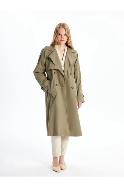LC Waikiki LCW Vision Haki Ceket Yaka Kadın Trençkot