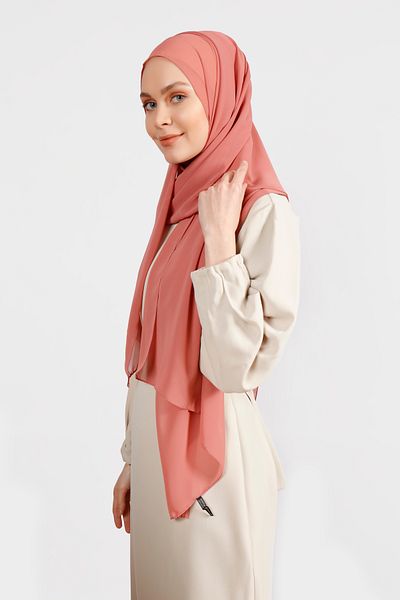 Differenza Crepe Chiffon Shawl - Peach Design