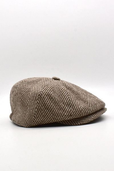 Külah Men's Zigzag Patterned 8 Piece Woolen British Cap Hat