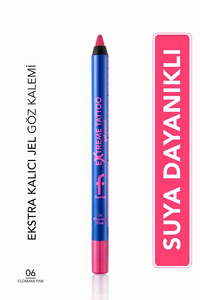 Flormar Water Resistant Extreme Tattoo Festival Spirit Matte Gel Eye Pencil -006 Pink- 8682536072403