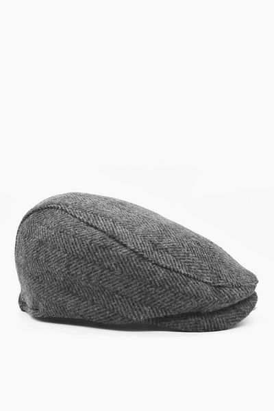 Külah Men's Cap Herringbone Flat Cap Thermal Wool Hat-smoked