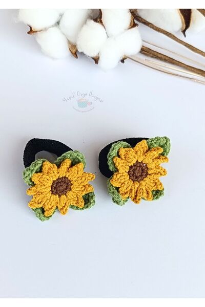 Masal Örgü Dünyası Sunflower Themed Hair Accessory Rubber Buckle (1 Pair)