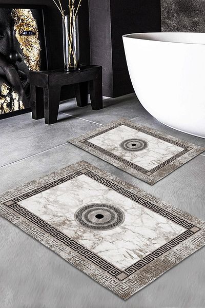 Evmila Set de covoare din 2 piese cu model modern (60x100/40x60) Set de covoare de baie