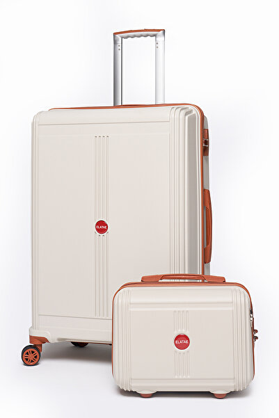 ELATAE Premium Polipropilen Kırılmaz 2'li Valiz Seti Büyük Boy ve Makyaj 2'li...