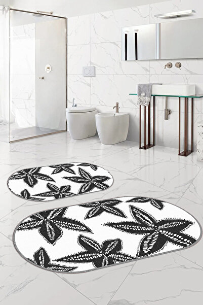 Napoli Home Set de scaune pentru toaletă cu covoraș de baie oval, lavabil, an...