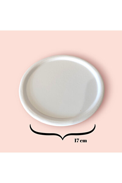EceAksesuar Metal Tray Metal Plate 6 Pieces Round Tea and Coffee Presentation Tray Presentation Plate 17 cm