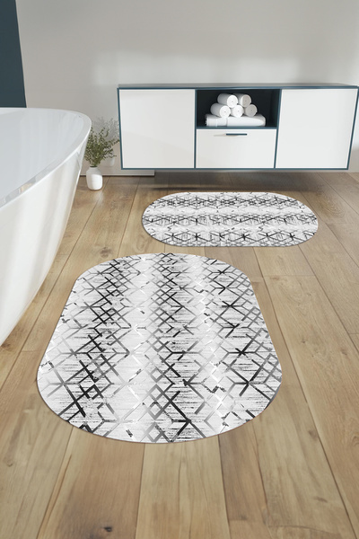 Napoli Home Set de scaune pentru toaletă cu covoraș de baie oval, lavabil, an...