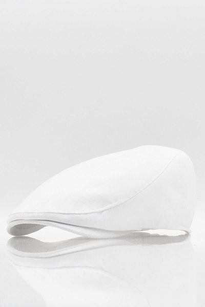 Külah Men's Plain Cotton White Flat Cap Cap