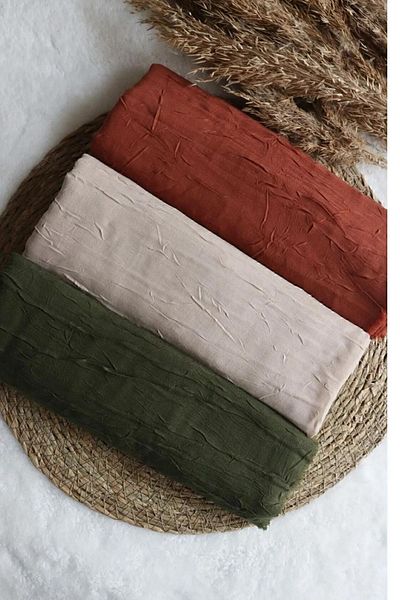 Avzen Bamboo Kraş Shawl Σετ 3 Army Green, τούβλο, πέτρα