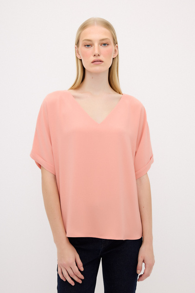 adL Kısa Kollu V Yaka  Bluz