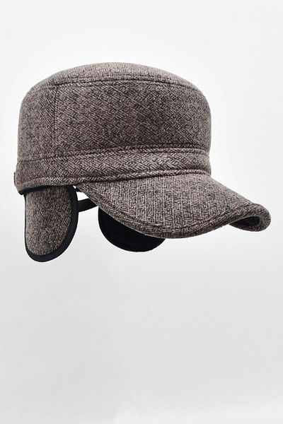 Külah Winter Ear Cap Hat Flat Cap Brown