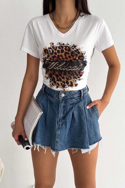 İstangül Butik Tricou cu design cu paiete Wild Cat