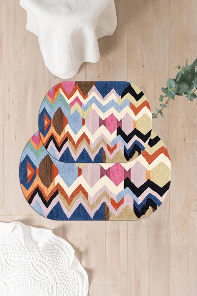 Napoli Home Covoraș de baie oval, lavabil, anti-alunecare, model simplu în zi...