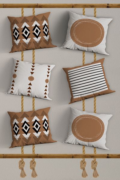 Belle Benoit Σετ 6 Bohemian Design Διπλής Όψης, Διακοσμητικό, Μαξιλαροθήκη Καθίσματος, Κάλυμμα Μαξιλαριού Ριχτάρι