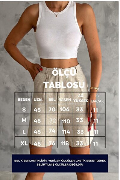 İstangül Butik Φυσικό λινό σορτς City Size