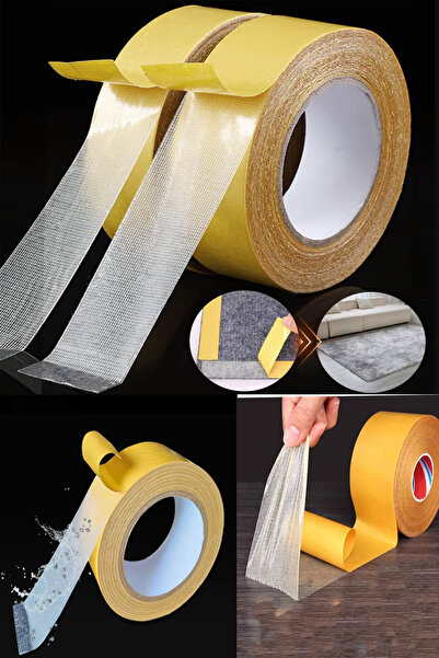 AYGÖREN HOME Süper Güçlü Çift Taraflı Yapışkan Bant İnce  Saydam Örgü Su Geçirmez Halı Kaydırmaz Bant