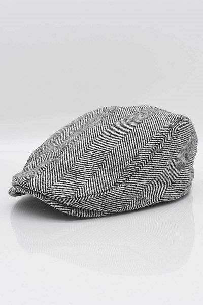 Külah Men's Herringbone Wool Black-white Hooligan Cap Hat