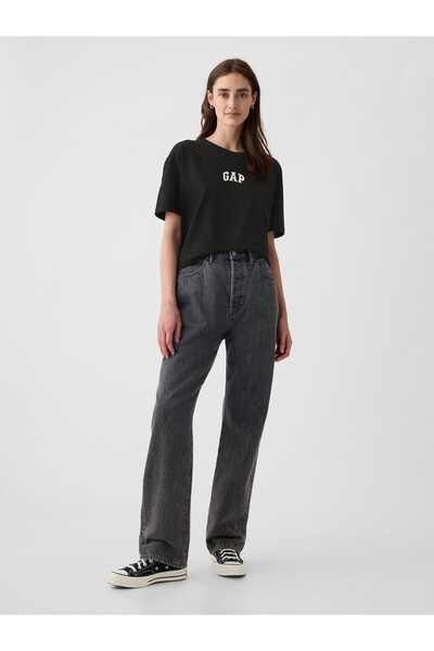 GAP Kadın Siyah Arch Logo T-Shirt