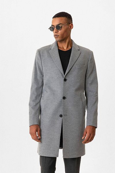 Antioch Gray Slim Fit Jacket Collar Men's Coat