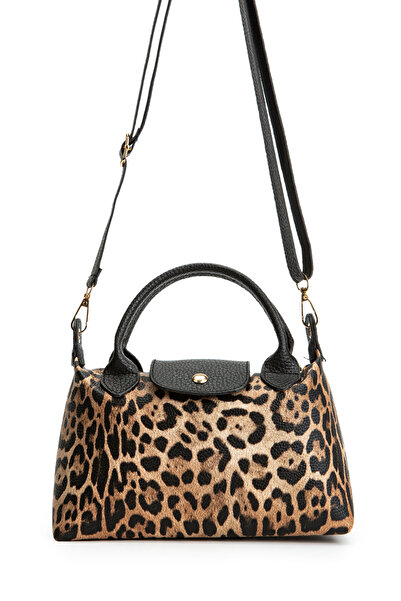 minebag Leopard Patterned Long Strap Sahara Women's Crossbody Bag
